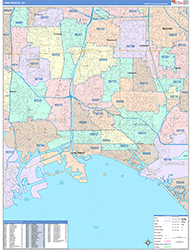 Long Beach Wall Map Color Cast Style 2026